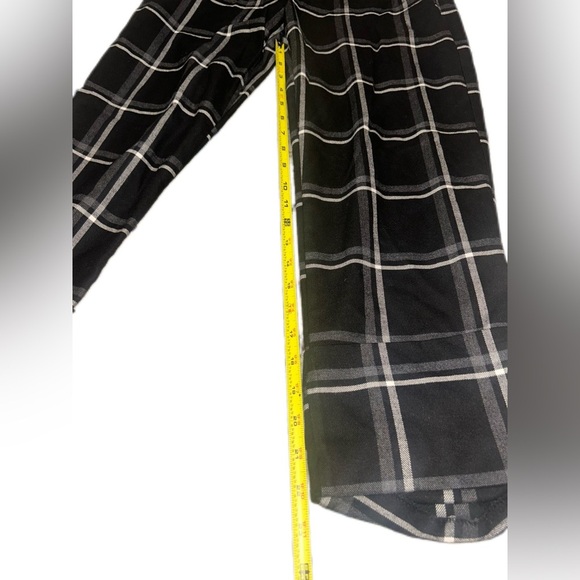 Zara Black & White Plaid Elastic Waist Wide Leg Cuffed Trousers Size Small - Picture 7 of 7